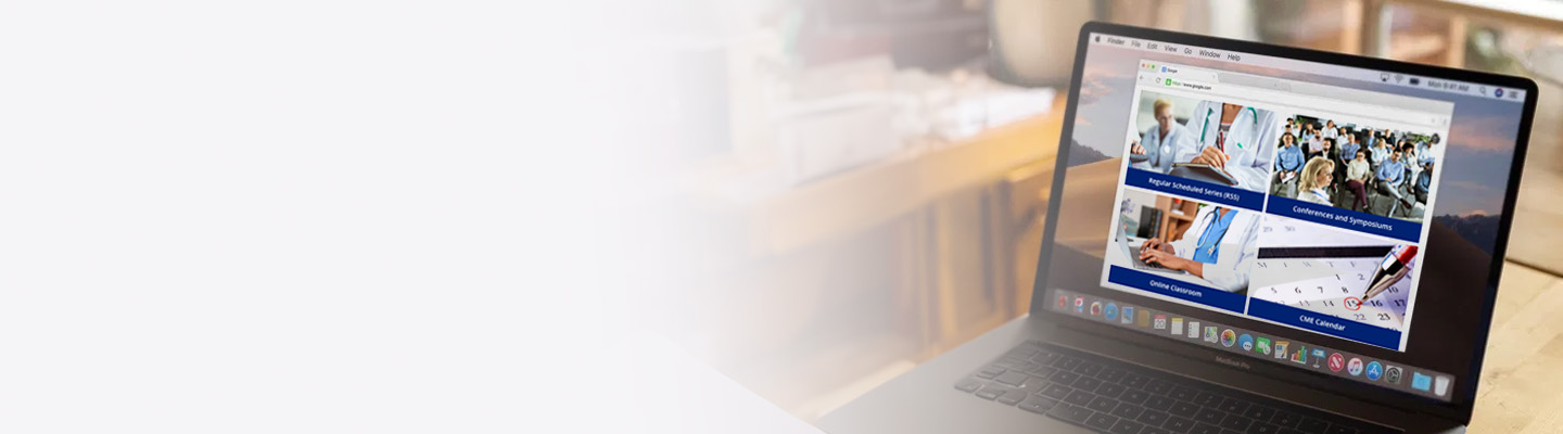 Computer showing CME courses